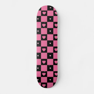 Moderne roze en zwarte vinkjes die het meesleepje  skateboard