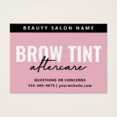 Moderne roze Eyebrow Tint Aftercare Kaart (Voorkant)