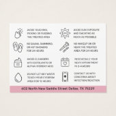 Moderne roze Eyebrow Tint Aftercare Kaart (Achterkant)