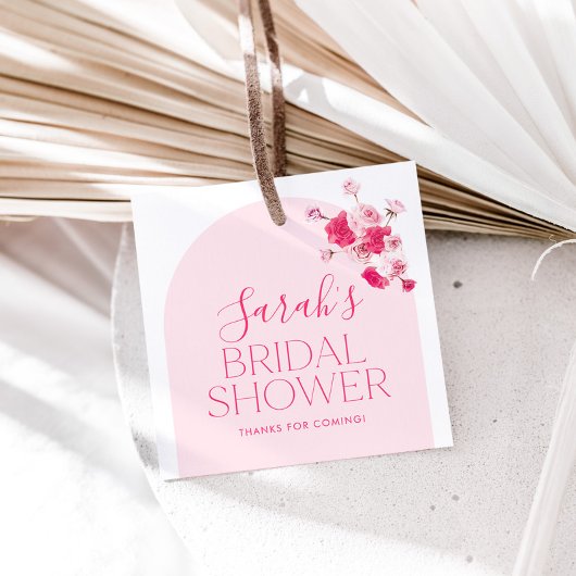 Moderne Roze Felicitatiekaart voor Bruiloftsfeest Bedankjes Labels