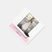 Moderne roze felicitaties Afstuderen Foto Servet (Hoek)