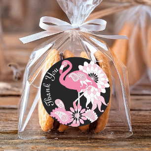 Moderne Roze Flamingo Bedankt Ronde Sticker