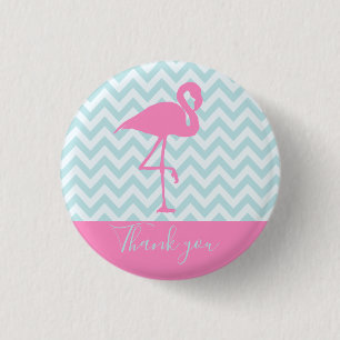 Moderne Roze Flamingo, Dank u Ronde Button 3,2 Cm