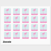 Moderne Roze Flamingo, Dank u Vierkante Sticker (Vel)