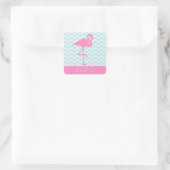 Moderne Roze Flamingo, Dank u Vierkante Sticker (Tas)