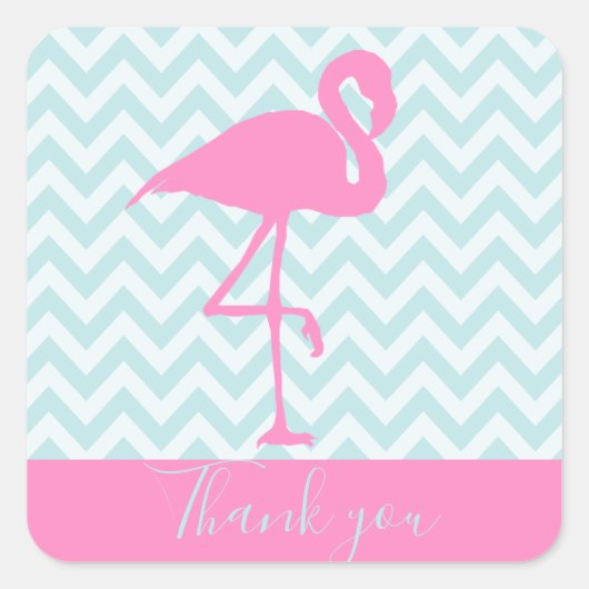 Moderne Roze Flamingo, Dank u Vierkante Sticker (Voorkant)