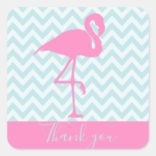 Moderne Roze Flamingo, Dank u Vierkante Sticker