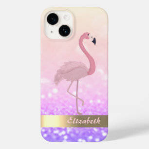 Moderne Roze Flamingo Glitter Bokeh Case-Mate iPhone 14 Hoesje