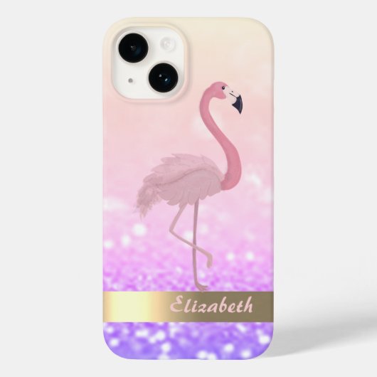 Moderne Roze Flamingo Glitter Bokeh Case-Mate iPhone Case (Achterkant)