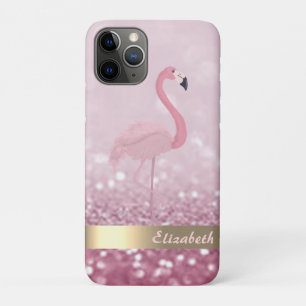 Moderne Roze Flamingo Glitter Bokeh - Gepersonalis iPhone 11 Pro Hoesje