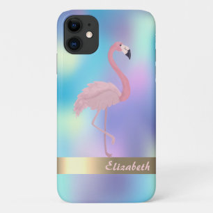 Moderne roze flamingo Holographic iPhone 11 Hoesje