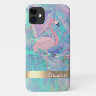 Moderne Roze Flamingo Opal Iridiserend iPhone 11 Hoesje