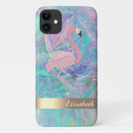 Moderne Roze Flamingo Opal Iridiserend Case-Mate iPhone Case (Achterkant)