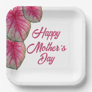 Moderne roze Floral Moederdag Party Papieren Bordje