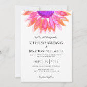 Moderne roze Floral QR Code Weddenschap Kaart (Voorkant)