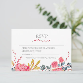 Moderne roze Floral RSVP-kaart RSVP Kaartje