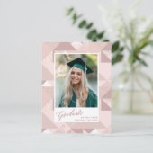 Moderne roze foto-Afstuderen bekendmaking Briefkaart (Staand voorkant)