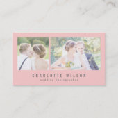 Moderne roze fotograaf twee foto's visitekaartje (Voorkant)