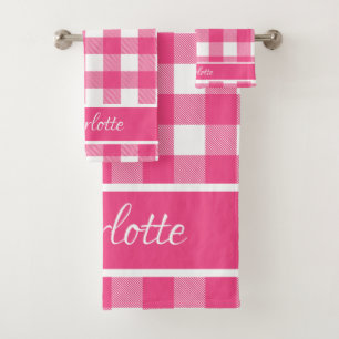 Moderne roze Franse Roos witte buffels Bad Handdoek