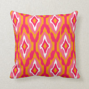 Moderne roze fuchsia Ikat Tribal Pattern 1a Kussen
