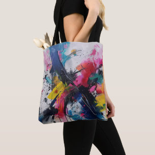 Moderne Roze Gele Abstracte Verfspat Kunst Tot Draagtas