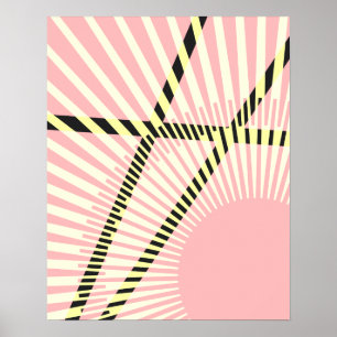 Moderne roze gele Geometrische Abstract Poster