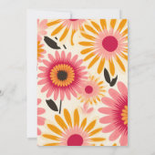 Moderne roze & gele Retro Bloemenbruids Kaart (Achterkant)