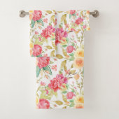 Moderne Roze & Gele Roos Bad Handdoek (Insitu)