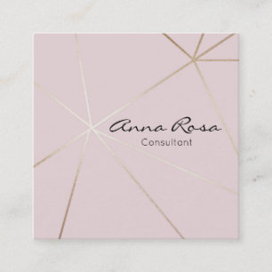 ~* Moderne roze geometrische trendy. Roos goudfoli Vierkante Visitekaartje