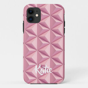 Moderne Roze Geometrische Vormen volume 3D Naam iPhone 11 Hoesje