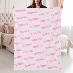 Moderne Roze Gepersonaliseerde Herhalende Naam Pat Fleece Deken