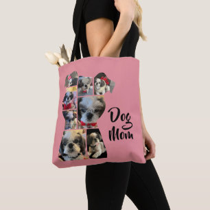 Moderne Roze Gepersonaliseerde Hond Mama Fotocolla Draagtas