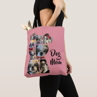 Moderne Roze Gepersonaliseerde Hond Mama Fotocolla Draagtas