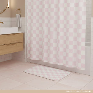 Moderne roze geruite patroon badmat