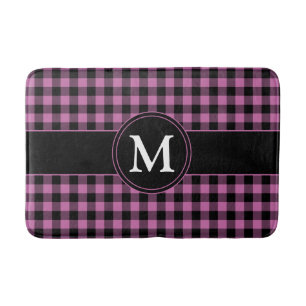 Moderne Roze Geruite Patroon Monogram Badmat