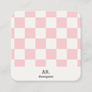 Moderne roze geruite QR-code zakelijke kaart Vierkante Visitekaartje