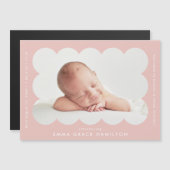 Moderne roze geschulpte foto geboorte aankondiging (Voorkant / Achterkant)