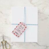 Moderne roze gingham bessen lief 1e verjaardag cadeaulabel (Met Touw)