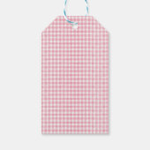 Moderne roze gingham bessen lief 1e verjaardag cadeaulabel (Achterkant)