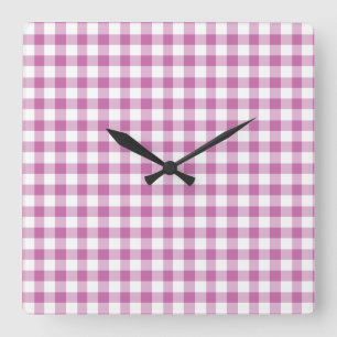 Moderne roze gingham patroon vierkante klok