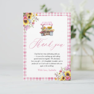 Moderne Roze Gingham Rechtstreeks Van De Markt Dan Bedankkaart