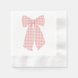 Moderne Roze Gingham Romantische Coquette Bow Gece Servet