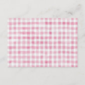 Moderne roze gingham vers van de markt Dank u Informatiekaartje (Achterkant)