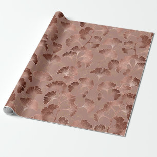 Moderne Roze Ginkgo Blad Luxe Patroon Cadeaupapier