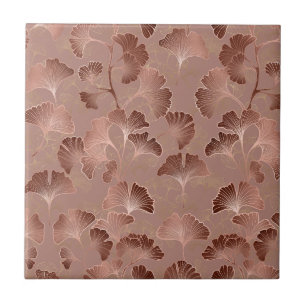 Moderne Roze Ginkgo Blad Luxe Patroon Tegeltje