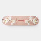 Moderne roze girale monogram gepersonaliseerd magn skateboard (Horizontaal)