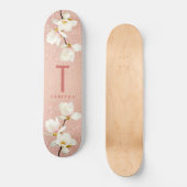 Moderne roze girale monogram gepersonaliseerd magn skateboard (Voorkant)