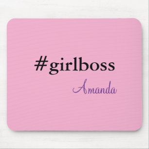 Moderne Roze Girl Boss & Naam Beste Vrouwelijke Muismat