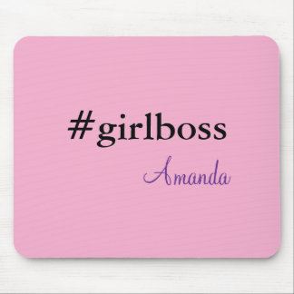 Moderne Roze Girl Boss & Naam | Beste Vrouwelijke Muismat