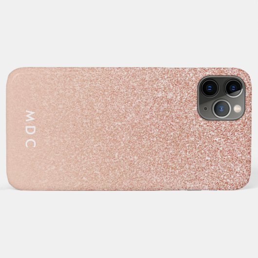 Moderne roze girly monogram gepersonaliseerde glit Case-Mate iPhone case (Achterkant (horizontaal))